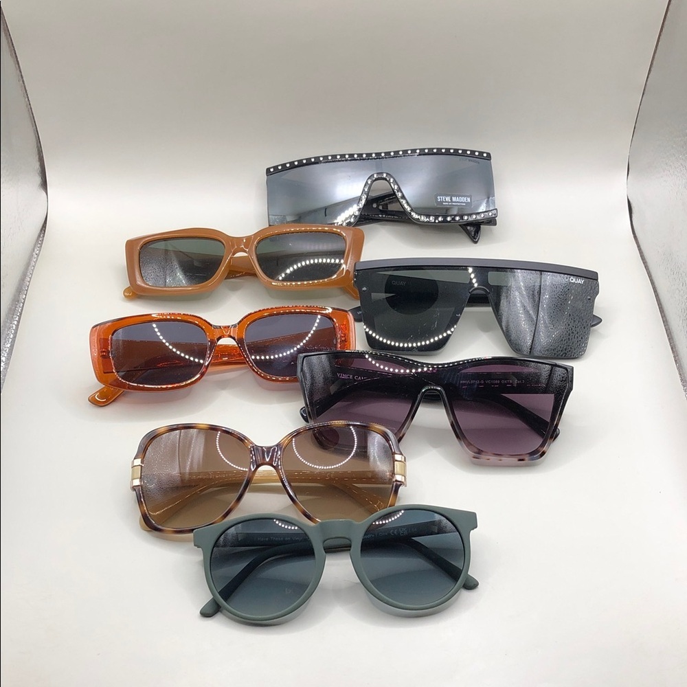 Bundle 7 trendy fashion sunglasses DvF Quay Goodr Vince Camuto Steve Madden ETC